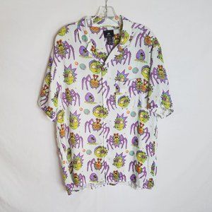 Rick And Morty X H&M Hawaiian Button Front Shirt Men's Size Medium